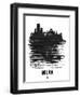 Milan Skyline Brush Stroke - Black-NaxArt-Framed Art Print