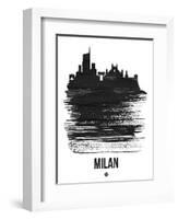 Milan Skyline Brush Stroke - Black-NaxArt-Framed Art Print