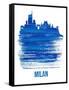 Milan Skyline Brush Stroke - Blue-NaxArt-Framed Stretched Canvas