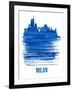 Milan Skyline Brush Stroke - Blue-NaxArt-Framed Art Print