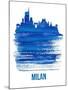 Milan Skyline Brush Stroke - Blue-NaxArt-Mounted Art Print