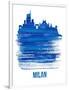Milan Skyline Brush Stroke - Blue-NaxArt-Framed Art Print