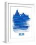 Milan Skyline Brush Stroke - Blue-NaxArt-Framed Art Print