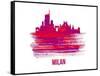 Milan Skyline Brush Stroke - Red-NaxArt-Framed Stretched Canvas