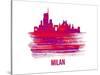 Milan Skyline Brush Stroke - Red-NaxArt-Stretched Canvas