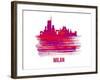 Milan Skyline Brush Stroke - Red-NaxArt-Framed Art Print