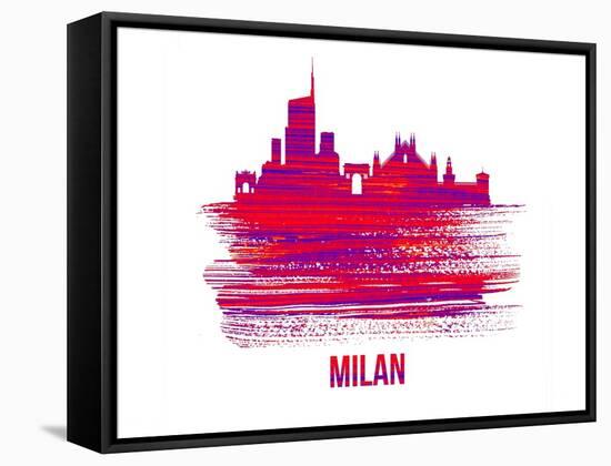 Milan Skyline Brush Stroke - Red-NaxArt-Framed Stretched Canvas