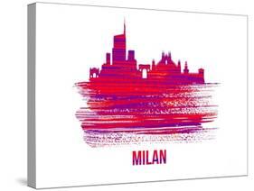 Milan Skyline Brush Stroke - Red-NaxArt-Stretched Canvas