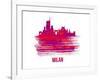 Milan Skyline Brush Stroke - Red-NaxArt-Framed Art Print