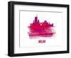 Milan Skyline Brush Stroke - Red-NaxArt-Framed Art Print