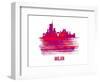 Milan Skyline Brush Stroke - Red-NaxArt-Framed Art Print