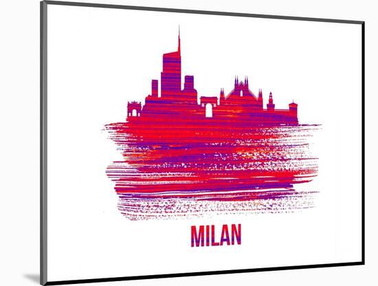 Milan Skyline Brush Stroke - Red-NaxArt-Mounted Art Print