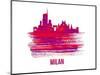 Milan Skyline Brush Stroke - Red-NaxArt-Mounted Art Print