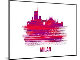 Milan Skyline Brush Stroke - Red-NaxArt-Mounted Art Print