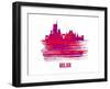 Milan Skyline Brush Stroke - Red-NaxArt-Framed Art Print