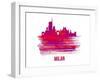 Milan Skyline Brush Stroke - Red-NaxArt-Framed Art Print