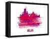 Milan Skyline Brush Stroke - Red-NaxArt-Framed Stretched Canvas