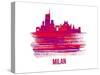 Milan Skyline Brush Stroke - Red-NaxArt-Stretched Canvas