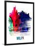 Milan Skyline Brush Stroke - Watercolor-NaxArt-Framed Art Print