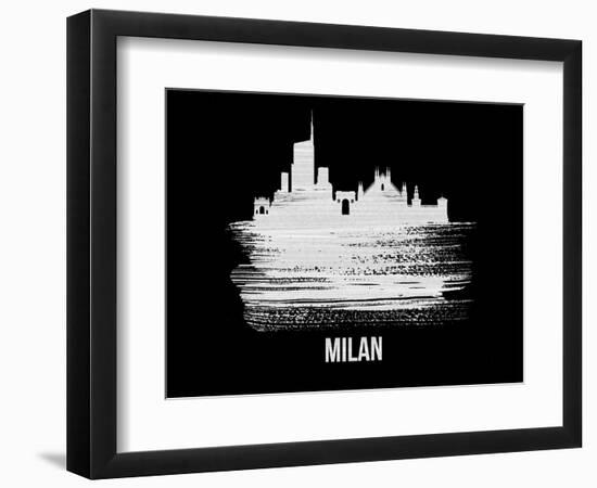 Milan Skyline Brush Stroke - White-NaxArt-Framed Art Print