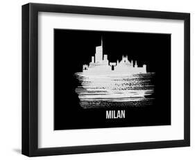 Milan Skyline Brush Stroke - White-NaxArt-Framed Art Print