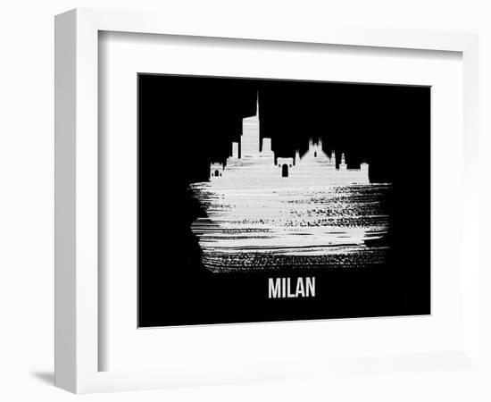 Milan Skyline Brush Stroke - White-NaxArt-Framed Art Print