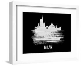 Milan Skyline Brush Stroke - White-NaxArt-Framed Art Print