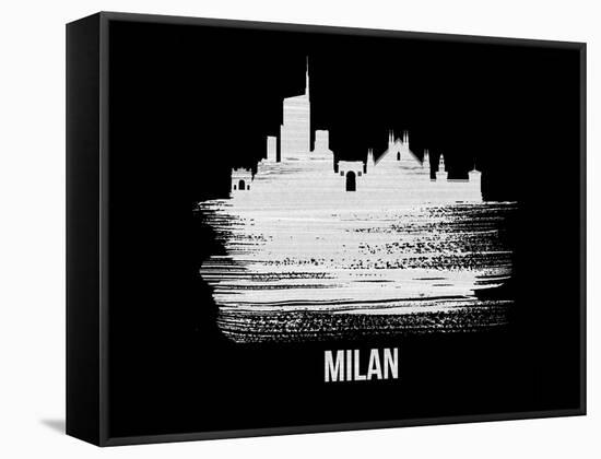 Milan Skyline Brush Stroke - White-NaxArt-Framed Stretched Canvas