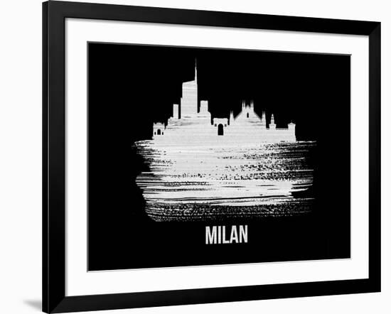 Milan Skyline Brush Stroke - White-NaxArt-Framed Art Print