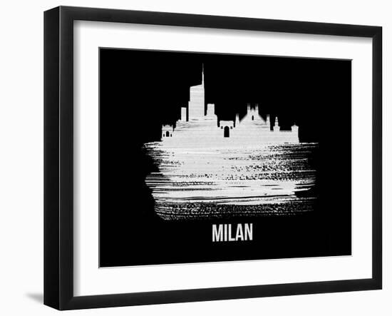 Milan Skyline Brush Stroke - White-NaxArt-Framed Art Print