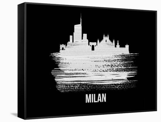 Milan Skyline Brush Stroke - White-NaxArt-Framed Stretched Canvas
