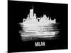 Milan Skyline Brush Stroke - White-NaxArt-Mounted Art Print