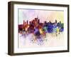 Milan Skyline in Watercolor Background-paulrommer-Framed Art Print