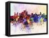 Milan Skyline in Watercolor Background-paulrommer-Framed Stretched Canvas