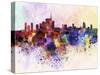 Milan Skyline in Watercolor Background-paulrommer-Stretched Canvas