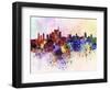 Milan Skyline in Watercolor Background-paulrommer-Framed Art Print