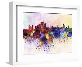 Milan Skyline in Watercolor Background-paulrommer-Framed Art Print