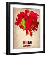Milan Watercolor Map-NaxArt-Framed Art Print