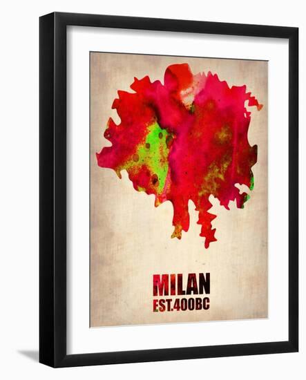 Milan Watercolor Map-NaxArt-Framed Art Print