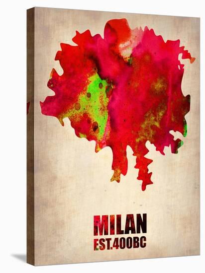 Milan Watercolor Map-NaxArt-Stretched Canvas