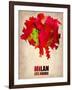 Milan Watercolor Map-NaxArt-Framed Art Print