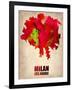 Milan Watercolor Map-NaxArt-Framed Art Print