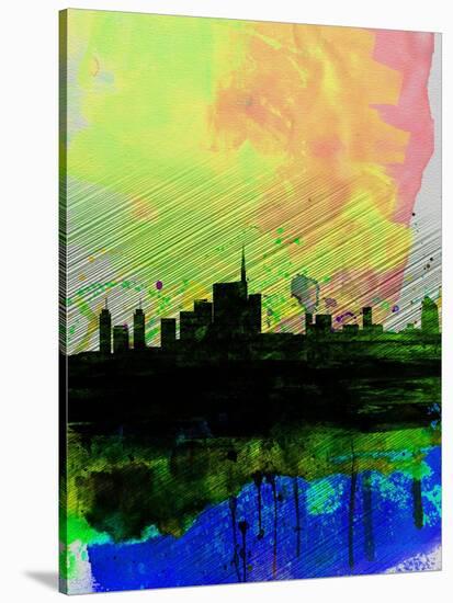 Milan Watercolor Skyline 2-NaxArt-Stretched Canvas