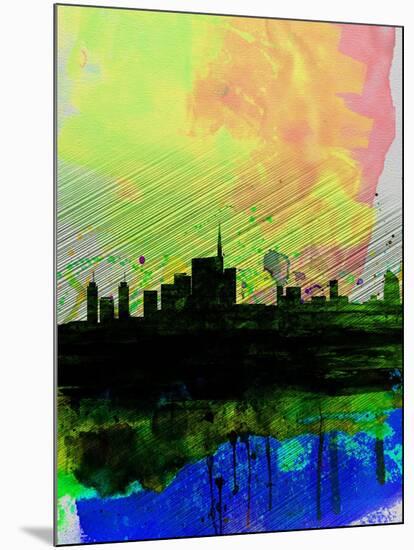 Milan Watercolor Skyline 2-NaxArt-Mounted Art Print