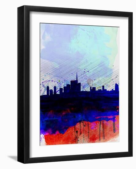 Milan Watercolor Skyline-NaxArt-Framed Art Print