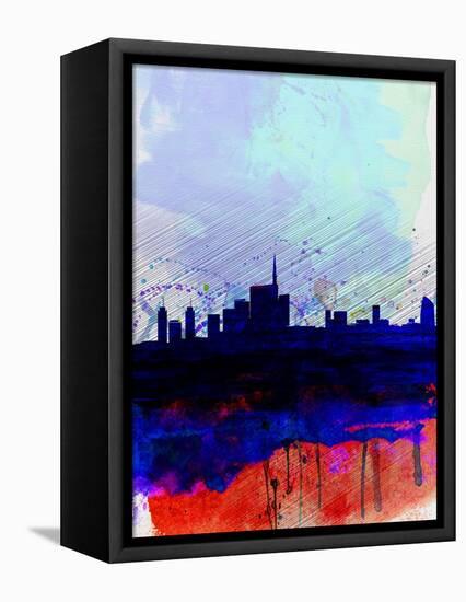 Milan Watercolor Skyline-NaxArt-Framed Stretched Canvas