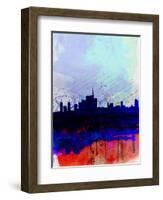 Milan Watercolor Skyline-NaxArt-Framed Art Print