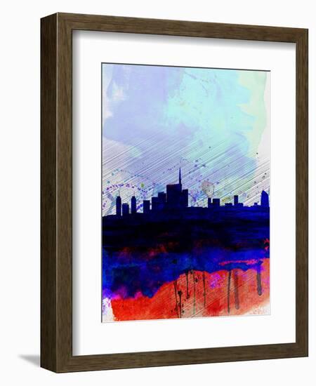 Milan Watercolor Skyline-NaxArt-Framed Art Print