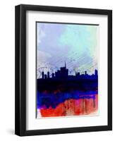 Milan Watercolor Skyline-NaxArt-Framed Art Print