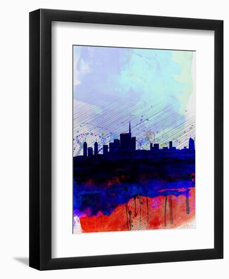 Milan Watercolor Skyline-NaxArt-Framed Art Print